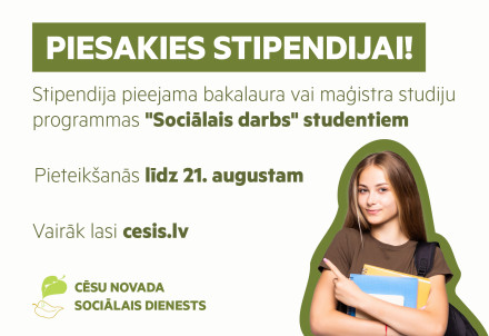 Aicinām sociālā darba studentus pieteikties stipendijai!