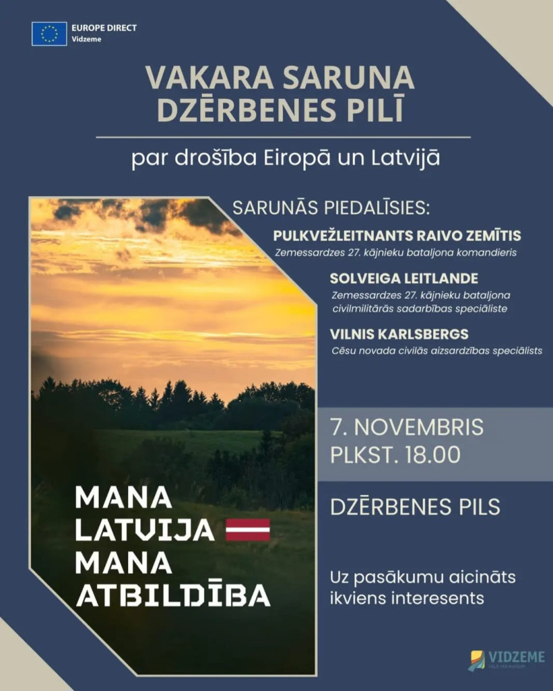 Vakara saruna Dzērbenes pilī par drošību